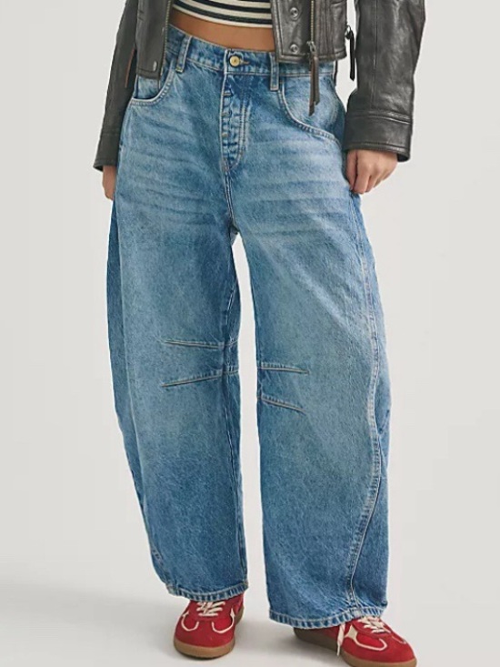 We The Free Denim - We The Free Good Luck Mid Rise Barrel Jeans Size 29 Medium Wash Wide Leg Denim